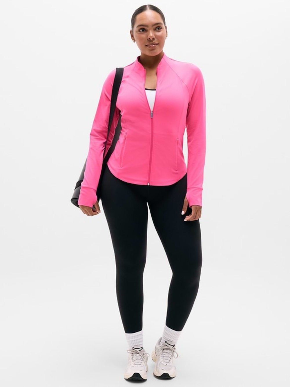 Athleta Salutation Contour Fitted Zip Up Jacket Bright Pink Cerise 1X